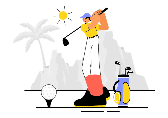 Golf Player hitting Ball  Illustration