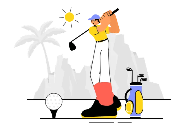Golf Player hitting Ball  Illustration