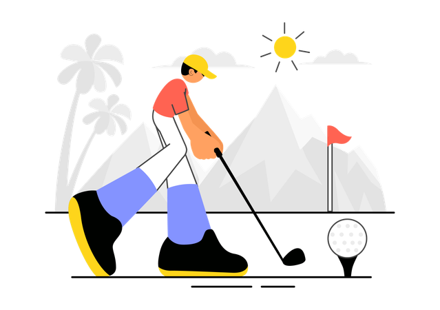 Golf Player hitting Ball  Illustration