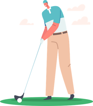 Golf Player Playing Golf Illustration