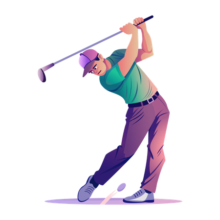 Golf player shot club swing  Illustration