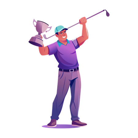 Golf player wining golf trophy  Illustration