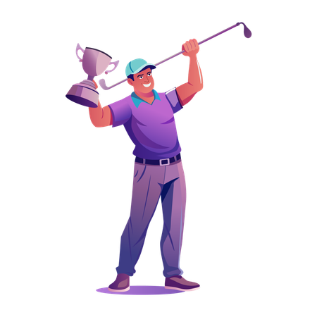 Golf player wining golf trophy  Illustration