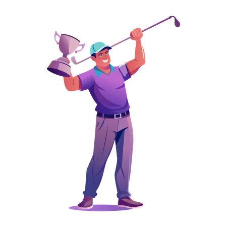 Golf player wining golf trophy  Illustration