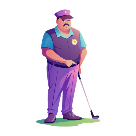 Golfista profissional jogando golfe  Ilustração