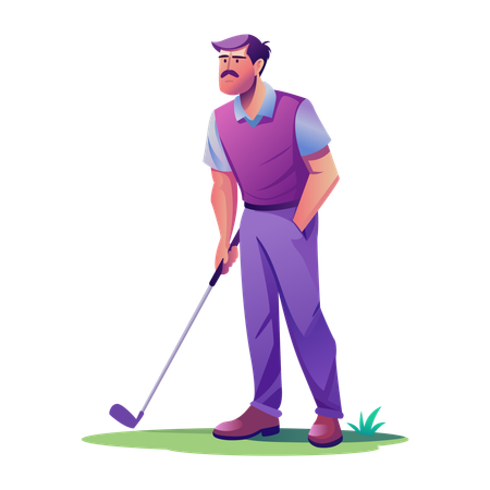 Jouer au golf professionnel avec un bâton de golf  Illustration