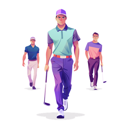 Golf Team going for golf club  Illustration