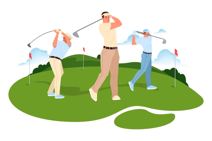 Golfe jogado por homens  Ilustração