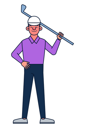 Golfer hält Schläger  Illustration