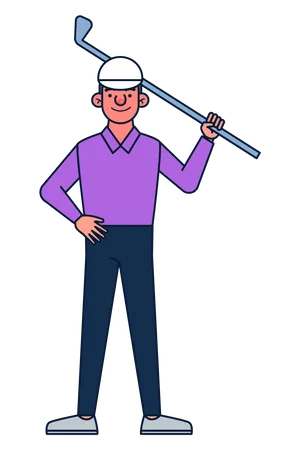 Golfer hält Schläger  Illustration