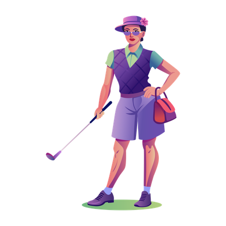 Golfer Lady giving golf pose  Illustration