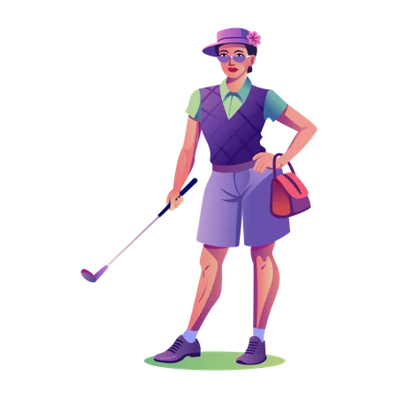 Golfer Lady giving golf pose  Illustration