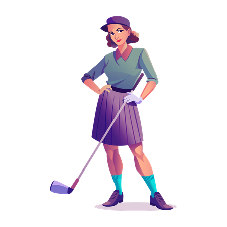 Golfer-Mädchen in Pose  Illustration