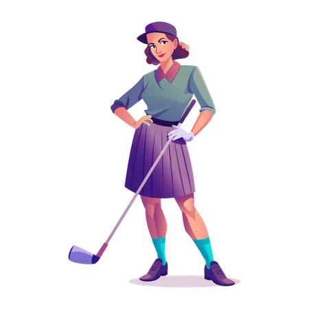 Golfer-Mädchen in Pose  Illustration