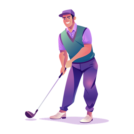 Golfer Male planning shot aim  Illustration