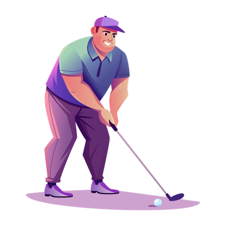 Golfer Mann spielt Golf  Illustration