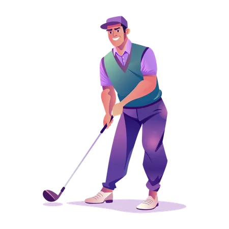 Golfer männlich Planung Schuss Ziel  Illustration