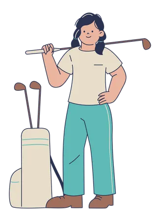 Golfeur avec des clubs  Illustration