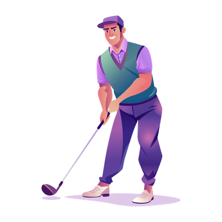 Un golfeur planifie son tir  Illustration