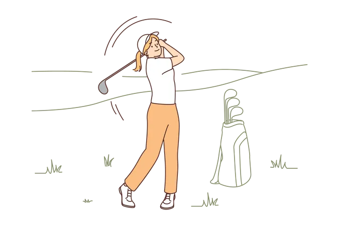 Une golfeuse prend une photo  Illustration