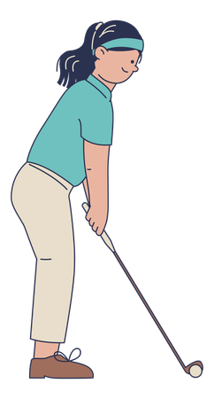 Une golfeuse se prépare à frapper  Illustration