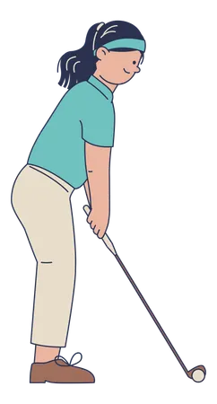 Une golfeuse se prépare à frapper  Illustration