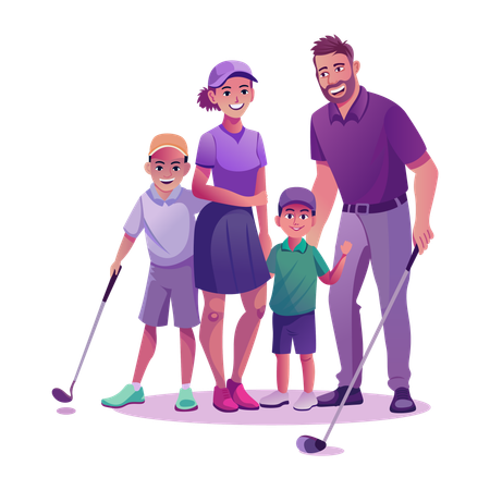 Golfing Family playing golf  Illustration