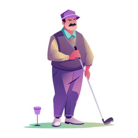 Golfing Male player  Illustration