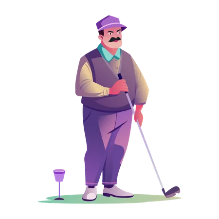 Golfing Male player  Illustration