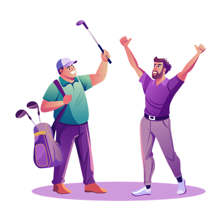 Golfing Men happy for playing golf  Illustration