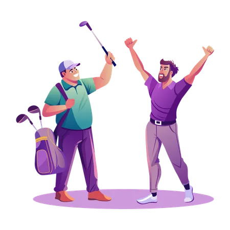 Golfing Men happy for playing golf  Illustration