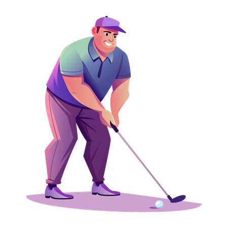 Hombre golfista jugando al golf  Illustration