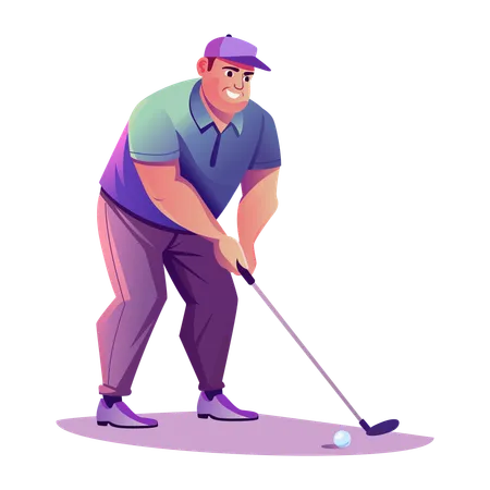 Hombre golfista jugando al golf  Illustration