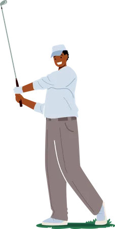 Golfista masculino golpeando tiro largo  Ilustración