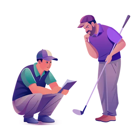 Golflehrer führt Spieler  Illustration