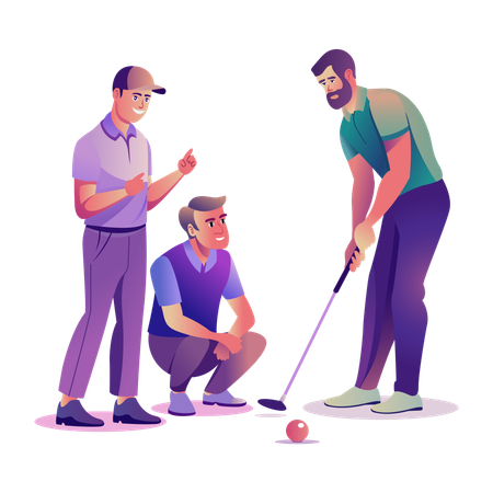 Golfspieler diskutieren über Golfmannschaft  Illustration