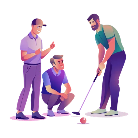 Golfspieler diskutieren über Golfmannschaft  Illustration