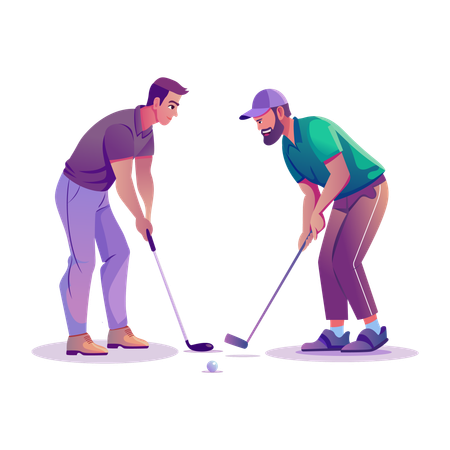 Golfspieler, die beim Golfwettbewerb Golf spielen  Illustration