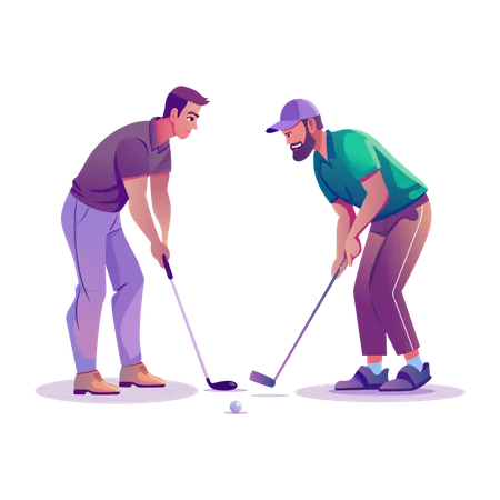 Golfspieler, die beim Golfwettbewerb Golf spielen  Illustration