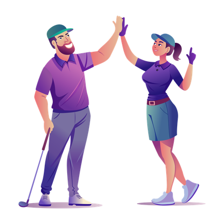 Golfteam gibt High Five  Illustration