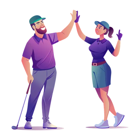 Golfteam gibt High Five  Illustration