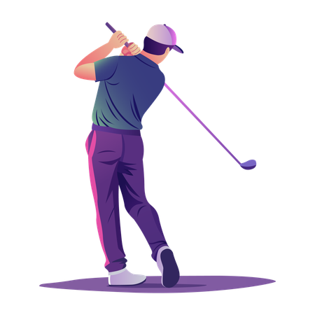 Tiro de swing del jugador de golf  Ilustración