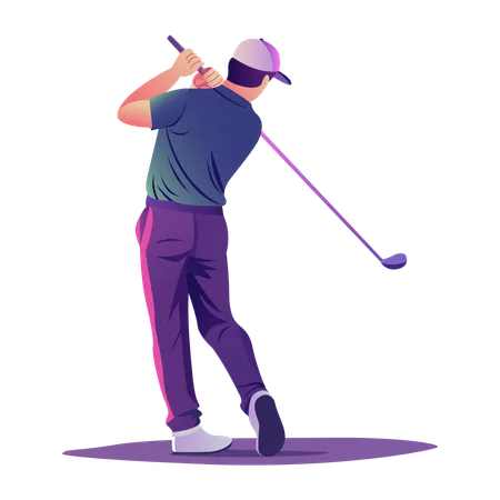 Tiro de swing del jugador de golf  Ilustración