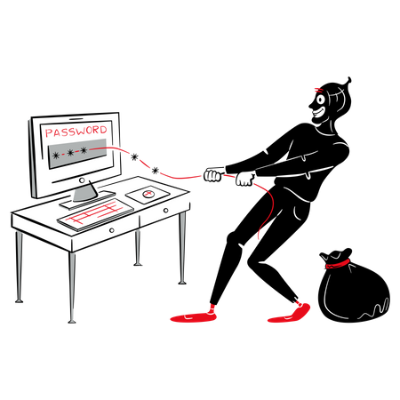 Golpista cibernético on-line  Ilustração