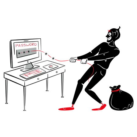 Golpista cibernético on-line  Ilustração