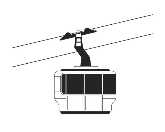 Gondola ski lift riding  イラスト