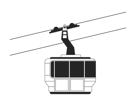 Gondola Ski Lift Riding Black And White 2 D Line Cartoon Object Cabin Cableway Isolated Vector Outline Item Aerial Skilift Ski Resort Transportation Ropeway Monochromatic Flat Spot Illustration Illustration