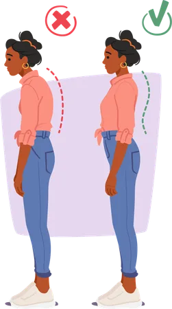 Good and bad posture while standing straight  Illustration