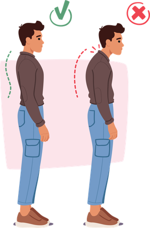 Good and bad posture while standing straight  Illustration