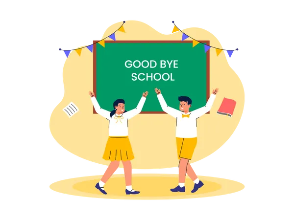 Good bye school  イラスト